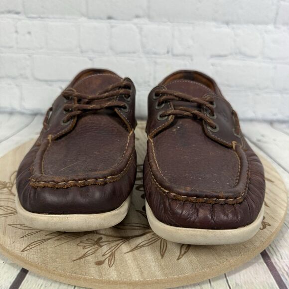 SAS Decksider Boat Shoes Mens 9.5 Brown Leather Walking Comfort Moc Toe Shoes main image 6